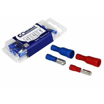 Commel szigetelt hengeres csatlakozó  dugó 1.5-2.5 mm2, Ø 5 mm, 25 db