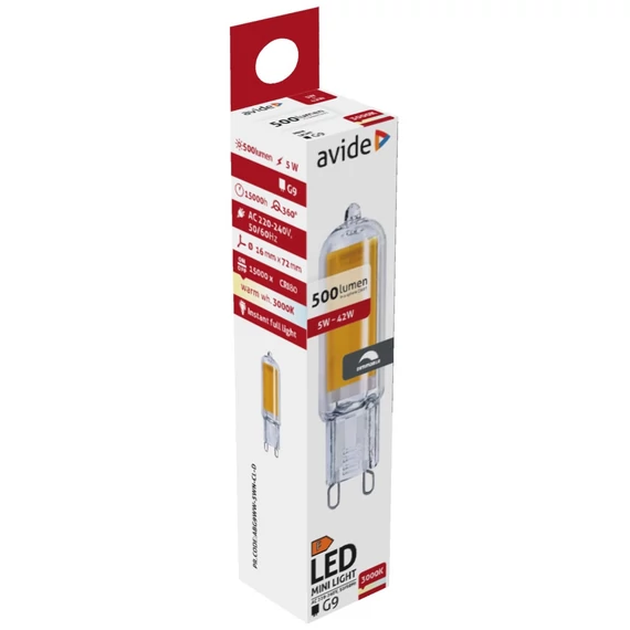 Avide LED 5W G9 COB WW 3000K Dimm.