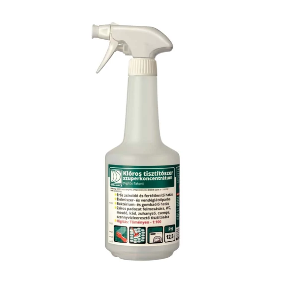 Klóros tisztítószer szuperkoncentrátum hígító flakon szórófejjel 750ml (üres)
