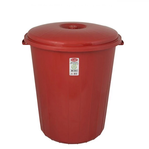 Kerek szemetes kuka, fedéllel, műanyag, eco piros 70 L