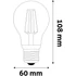 Kép 3/3 - Avide LED White Filament Globe 10.5W E27 WW 2700K