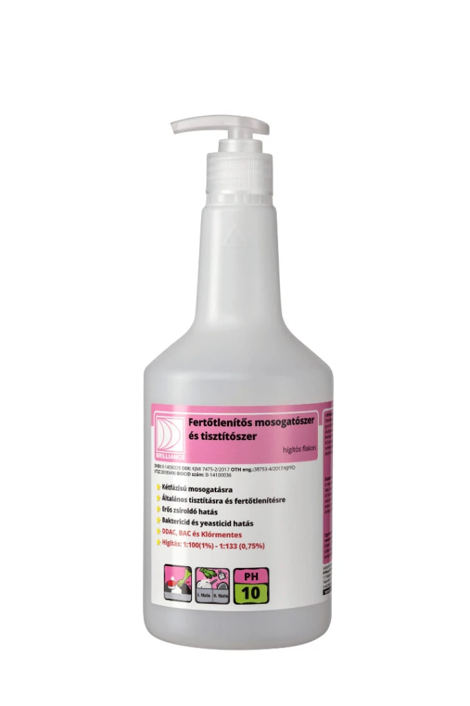 Fertőtlenítős mosogató- és tisztítószer adagoló flakon pumpával 750ml (üres)
