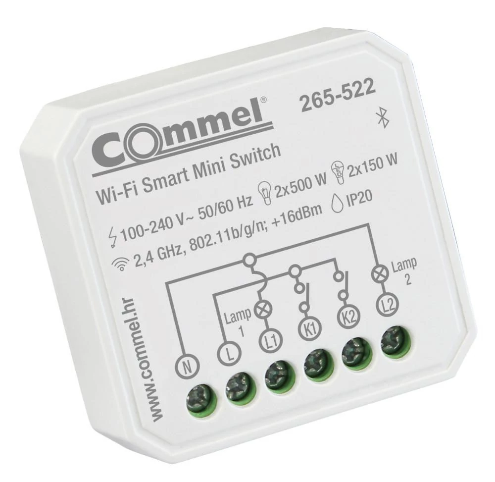 Commel wifi mini, kapcsoló, beépíthető, 2 csatorna