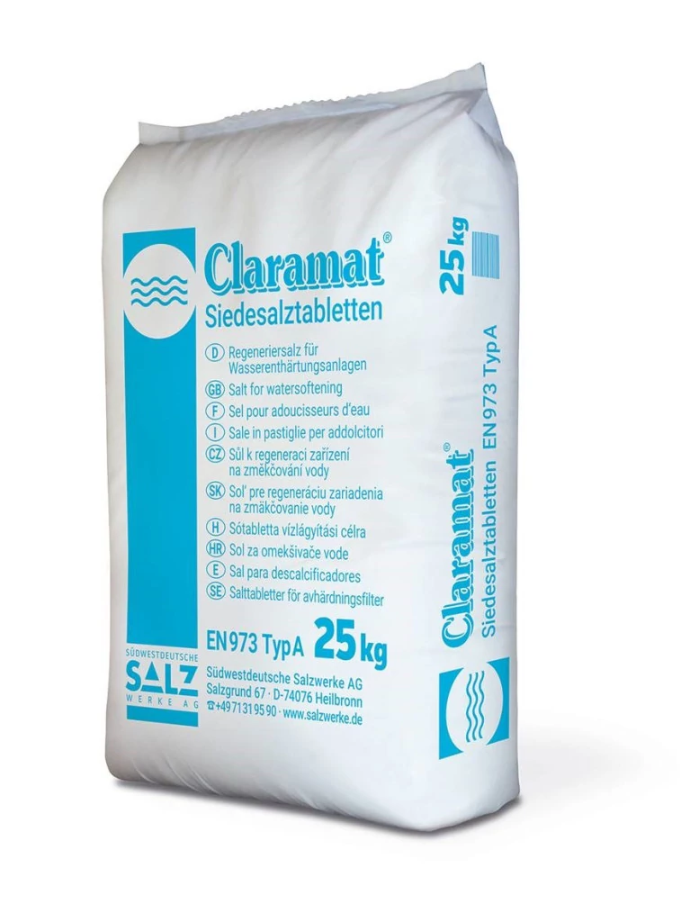 Claramat regeneráló sótabletta vízlágyításhoz 25kg-os